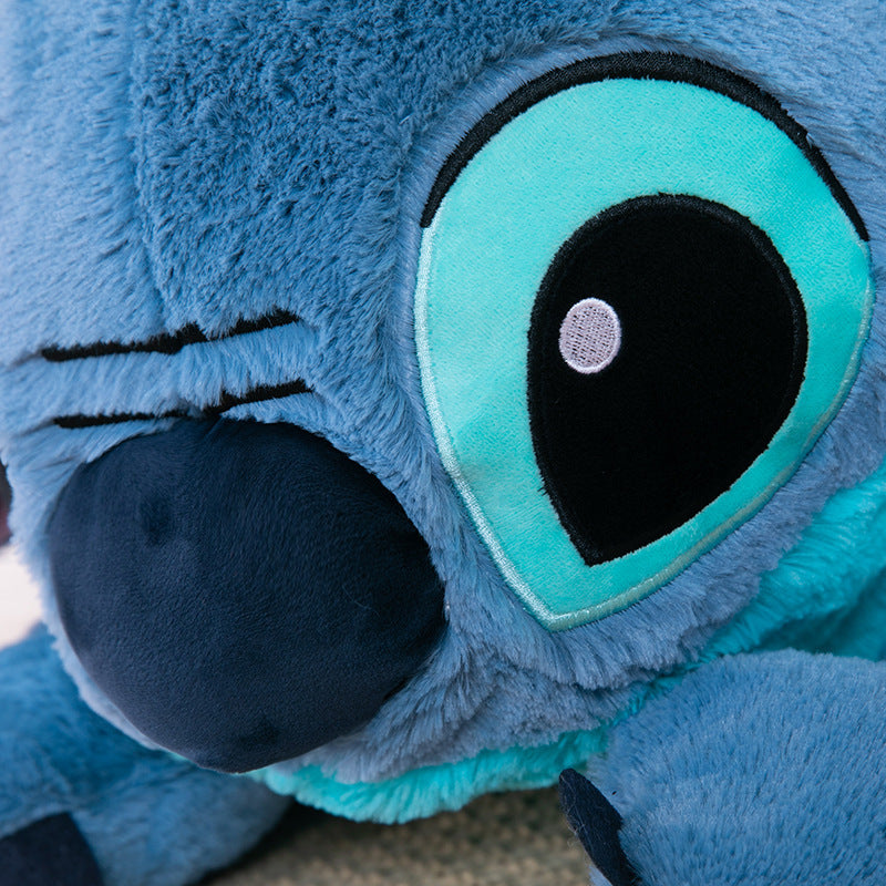 Muñeco de peluche gigante de 100cm de Disney Stitch, Animal de dibujos animados Kawaii azul, sofá, almohada suave para dormir, juguetes para niños y niñas, regalo de cumpleaños